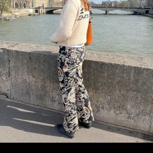 Vintage Kenzo Black Patterned Embroidered Jeans